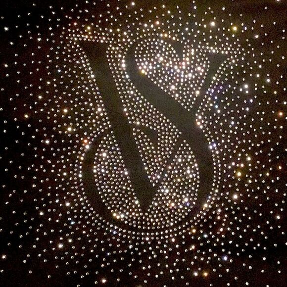 Victoria’s Secret SHINE Tote In Black Satin Silver Rhinestone Sparkles NEW